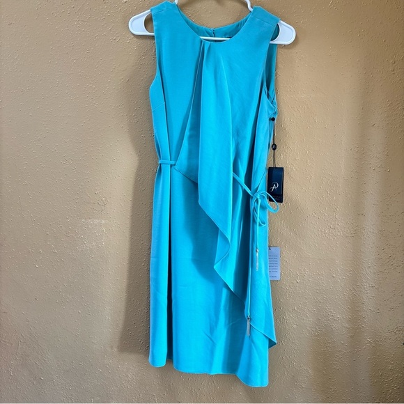 Adrianna Papell Dresses & Skirts - Adrianna Papell Aruba Blue Gauzy Crepe Draped Front Dress AP10100837 Womens 4